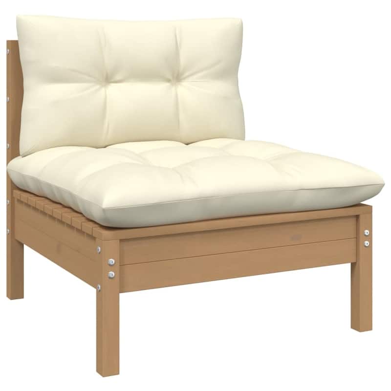 vidaXL Solid Pinewood Patio Lounge Set 7 Piece with Cushions Multi Colors - 25" x 25" x 24.6"