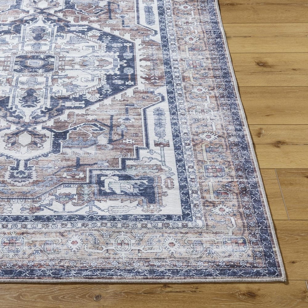 Livabliss Traditional Georgina Medallion Washable Area Rug