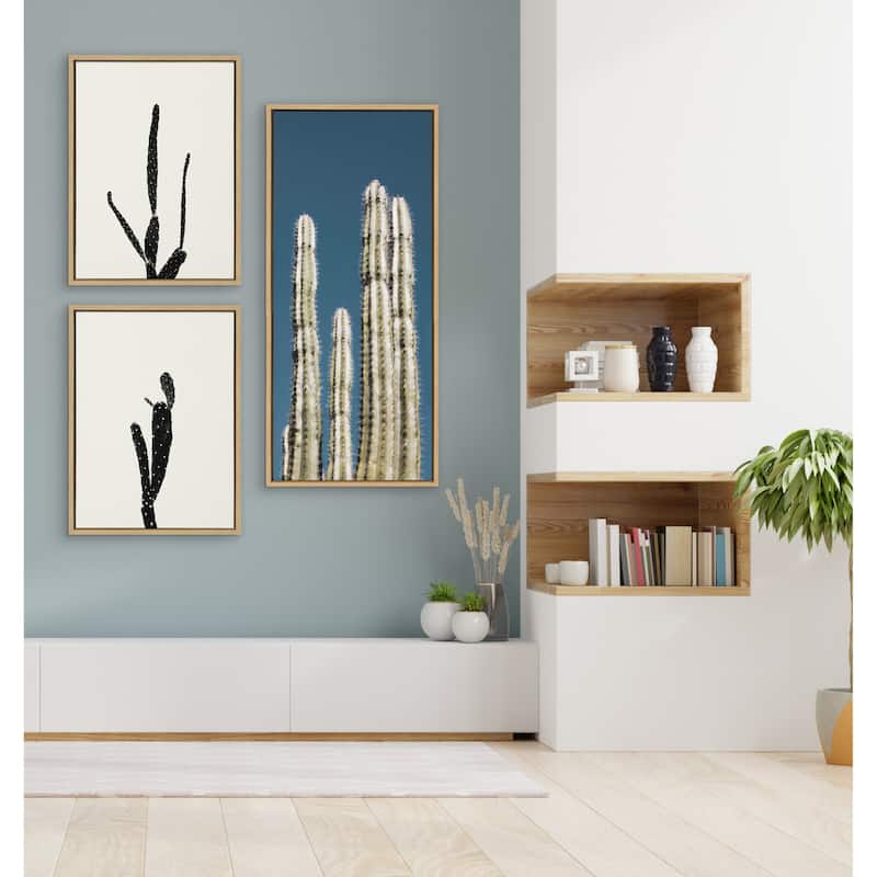 Kate and Laurel Sylvie Cactus Sky Framed Canvas by Stephanie Klatt