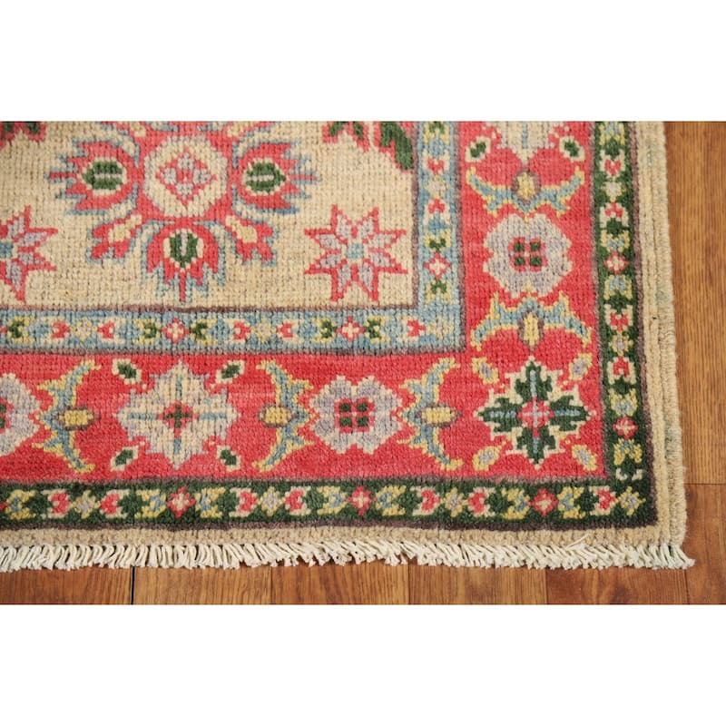 Geometric Kazak Foyer Rug Hand-Knotted Wool Carpet - 2'0" x 3'0"