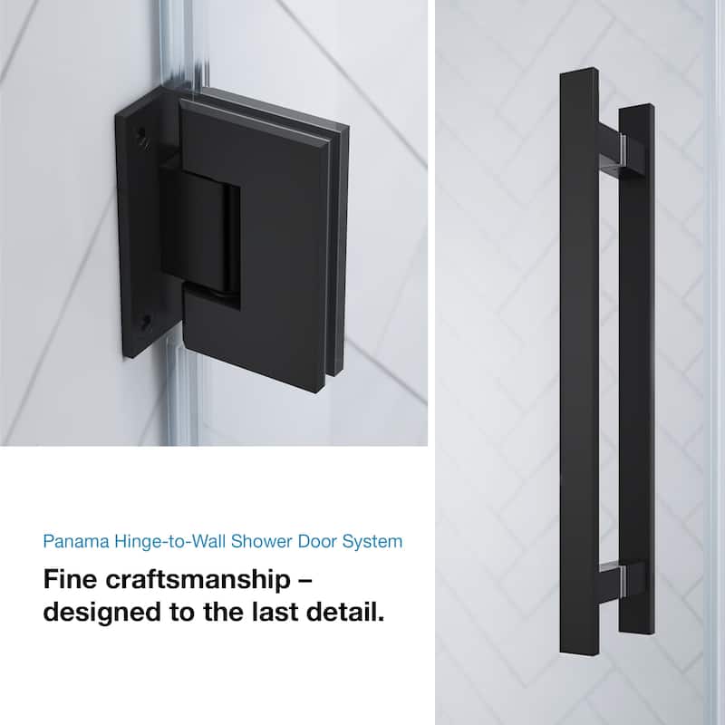 OVE Panama Alcove Frameless Pivot Hinge Shower Door Kit with Base Pan, 2025