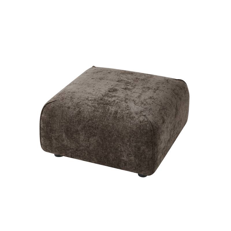 Roomfitters Plush Square Ottoman, Upholstered Footrest and Stool, Minimalist Extra Seating, Solid Wood Base