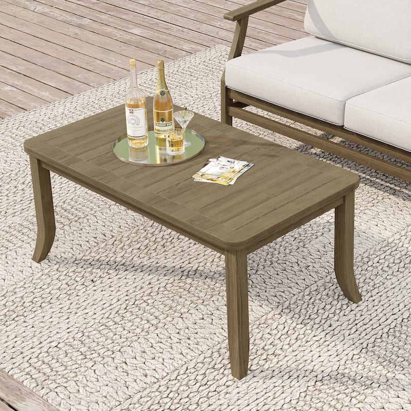 Outdoor Teak Wood Table for Patio and Garden - Natural Wood-Coffee Table