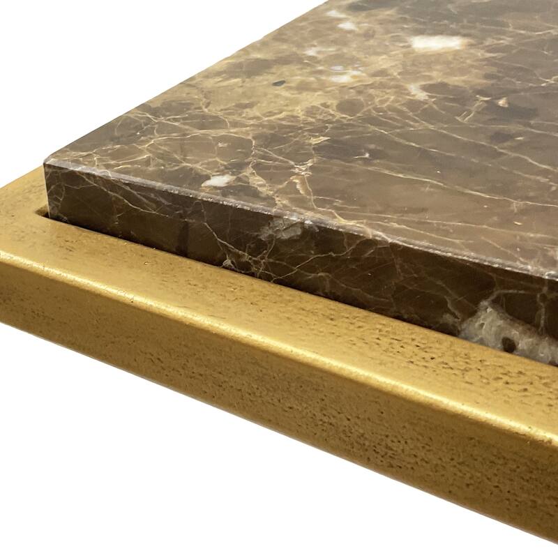 SIlver Orchid Brown and Gold Polished Marble Accent Table