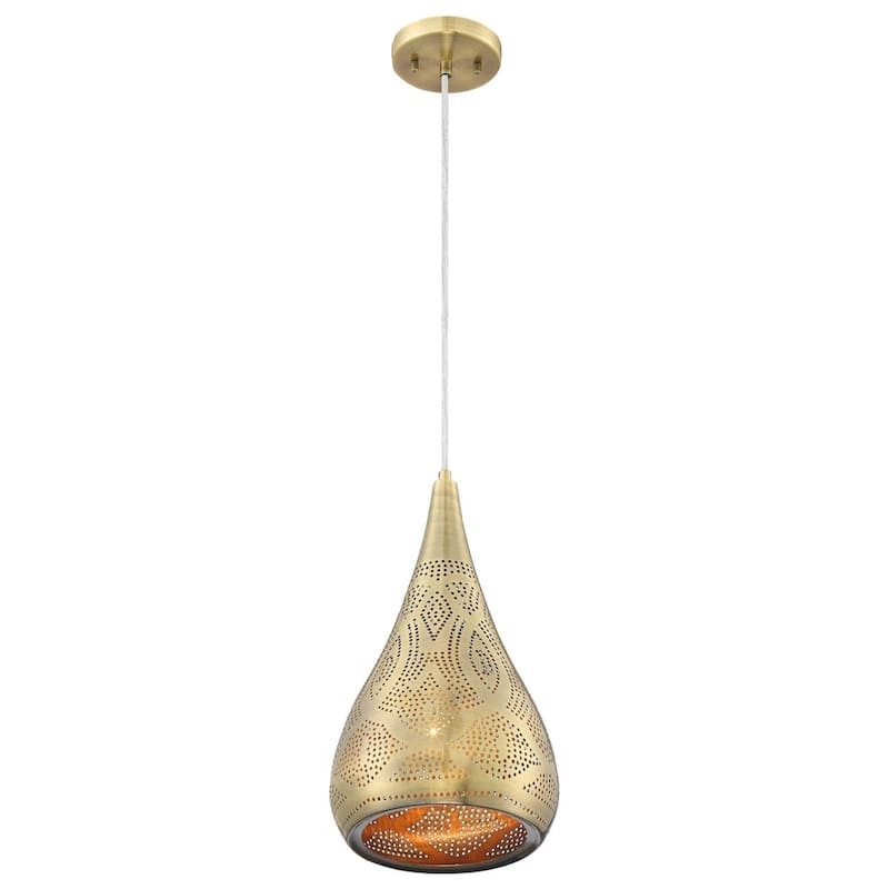 Brass Mini Pendant 9" Wide Modern Moroccan for Dining Room Living - 9" x 96"