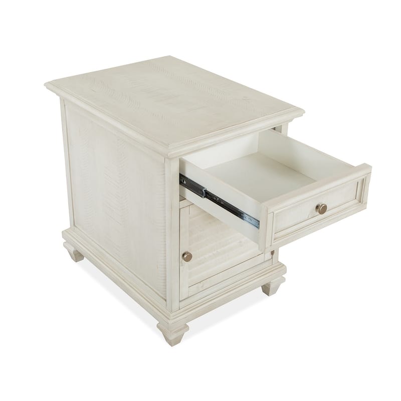 Magnussen Home Newport Alabaster Chairside End Table - 18''W x 24''D x 24''H