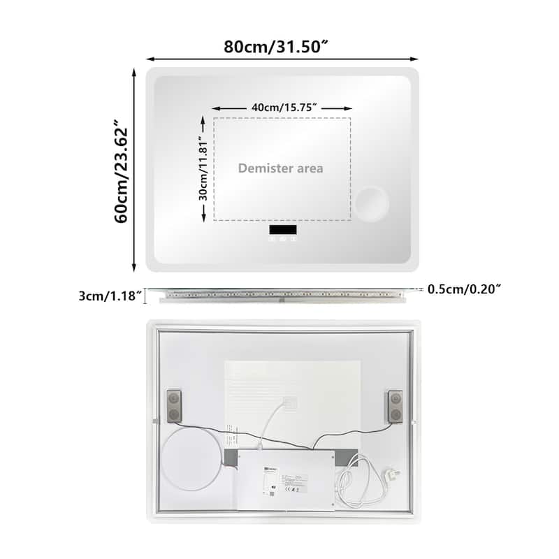 Bluetooth LED Bathroom Vanity Wall Mounted Mirror Double Speakers, 3X Magnifier, Backlit Mirror