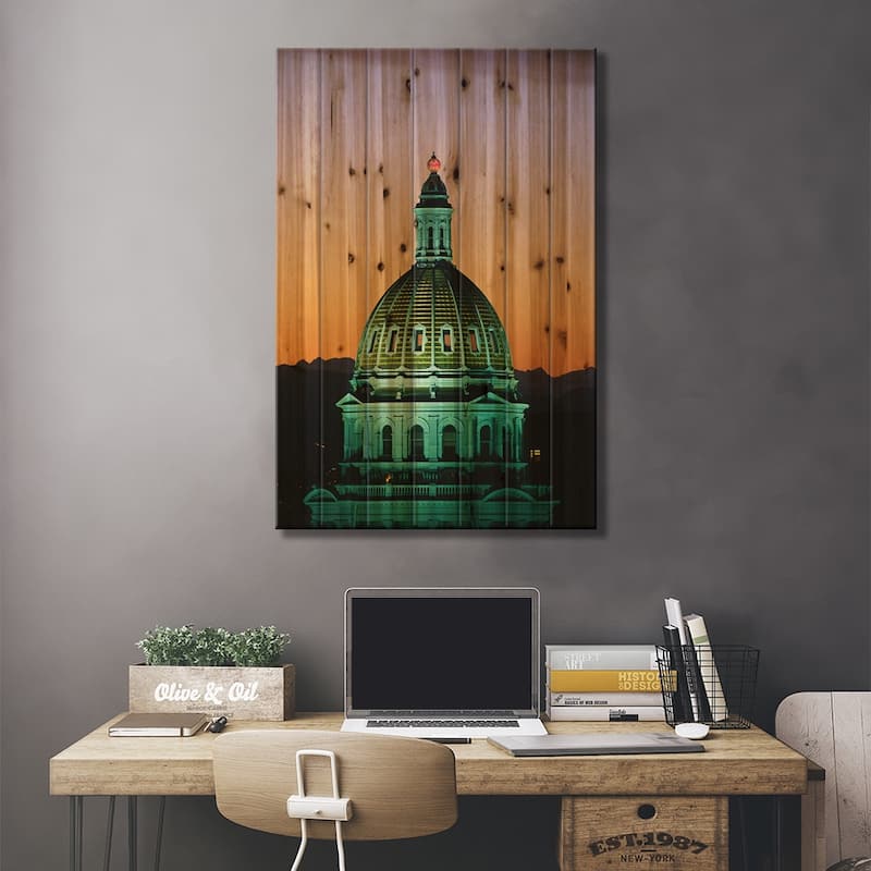 Colorado State Capitol Building Denver CO Print On Wood by Panoramic Images - Multi-Color