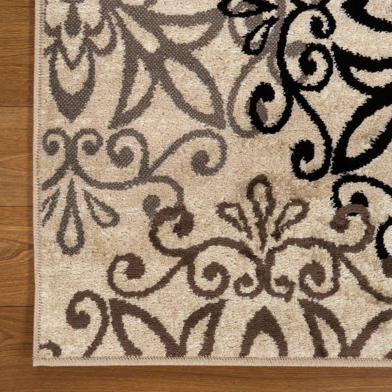 Superior Leigh Traditional Floral Scroll Indoor Runner or Area Rug
