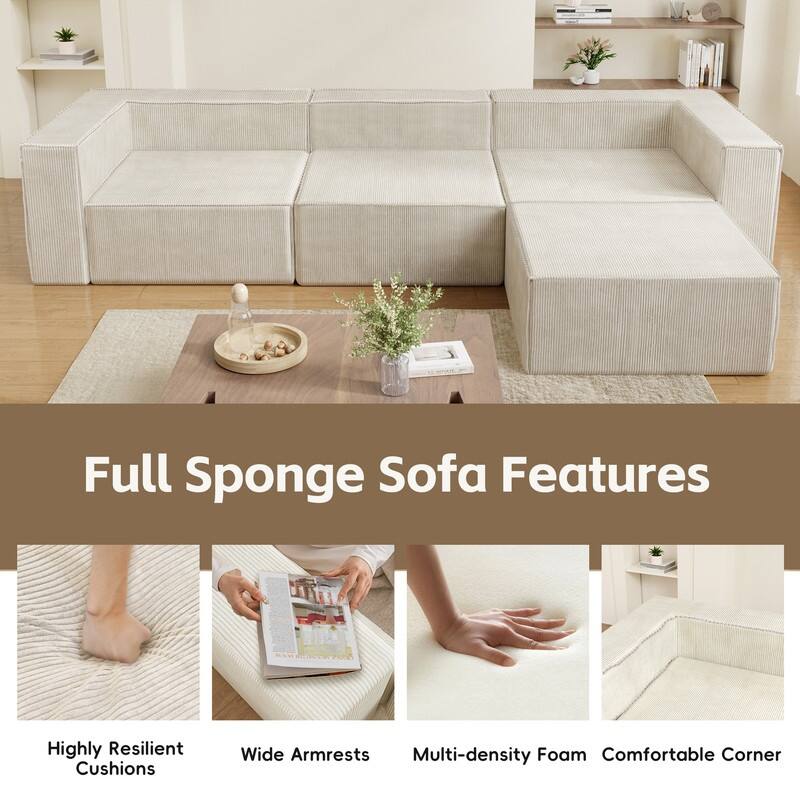 Module Corduroy Compression with Ottoman Sofas