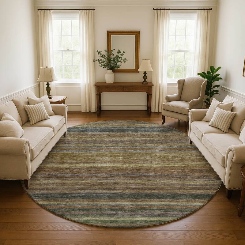 Premium Washable Super Soft Ombre Stripes Mayfield Rug - Brown - 8' x 8'