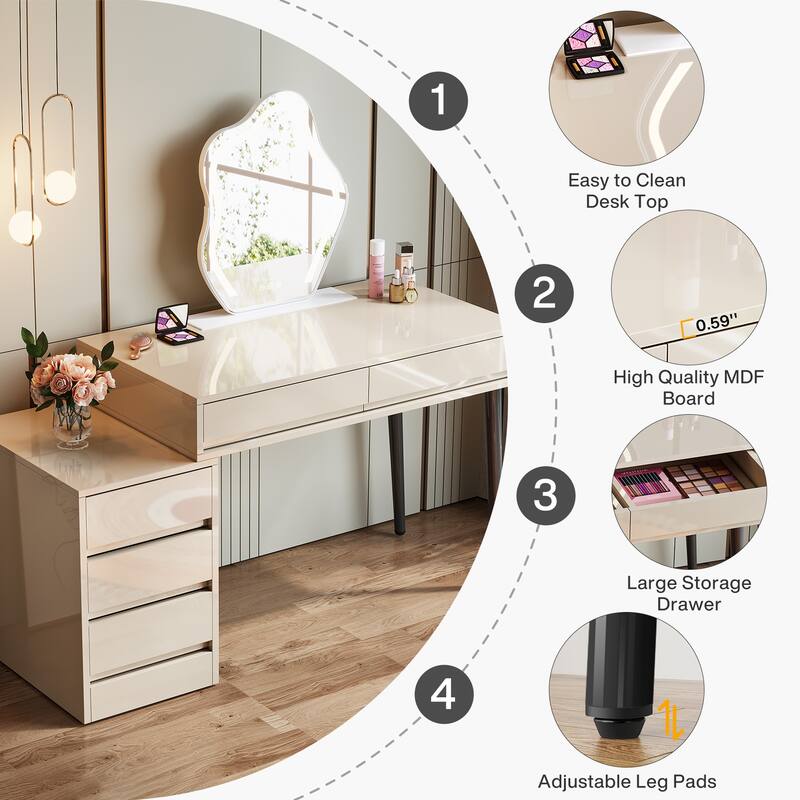 Reversible Computer Desk with 5 Drawers