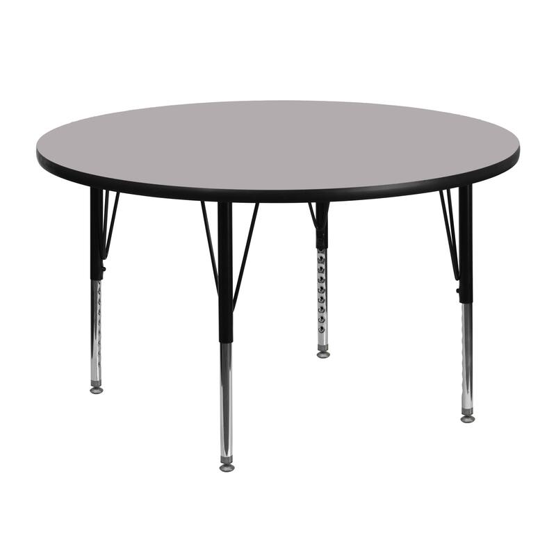 48'' Round Thermal Laminate Activity Table - Adjustable Short Legs - 48"D x 48"W x 16.125" - 25.125"H - Gray