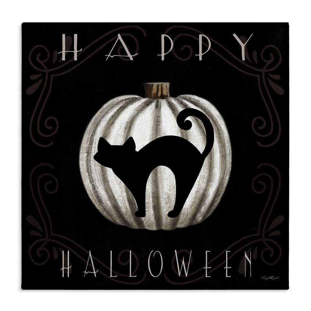 Stupell Happy Halloween Cat & Pumpkin Canvas Wall Art Design By Elizabeth Tyndall