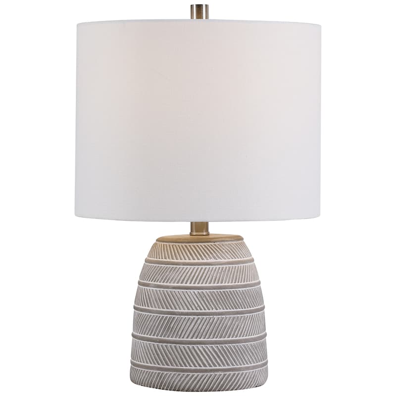 Grey and White Etched Concrete Table Lamp by Osvaldo Mendoza