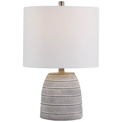 Grey and White Etched Concrete Table Lamp by Osvaldo Mendoza