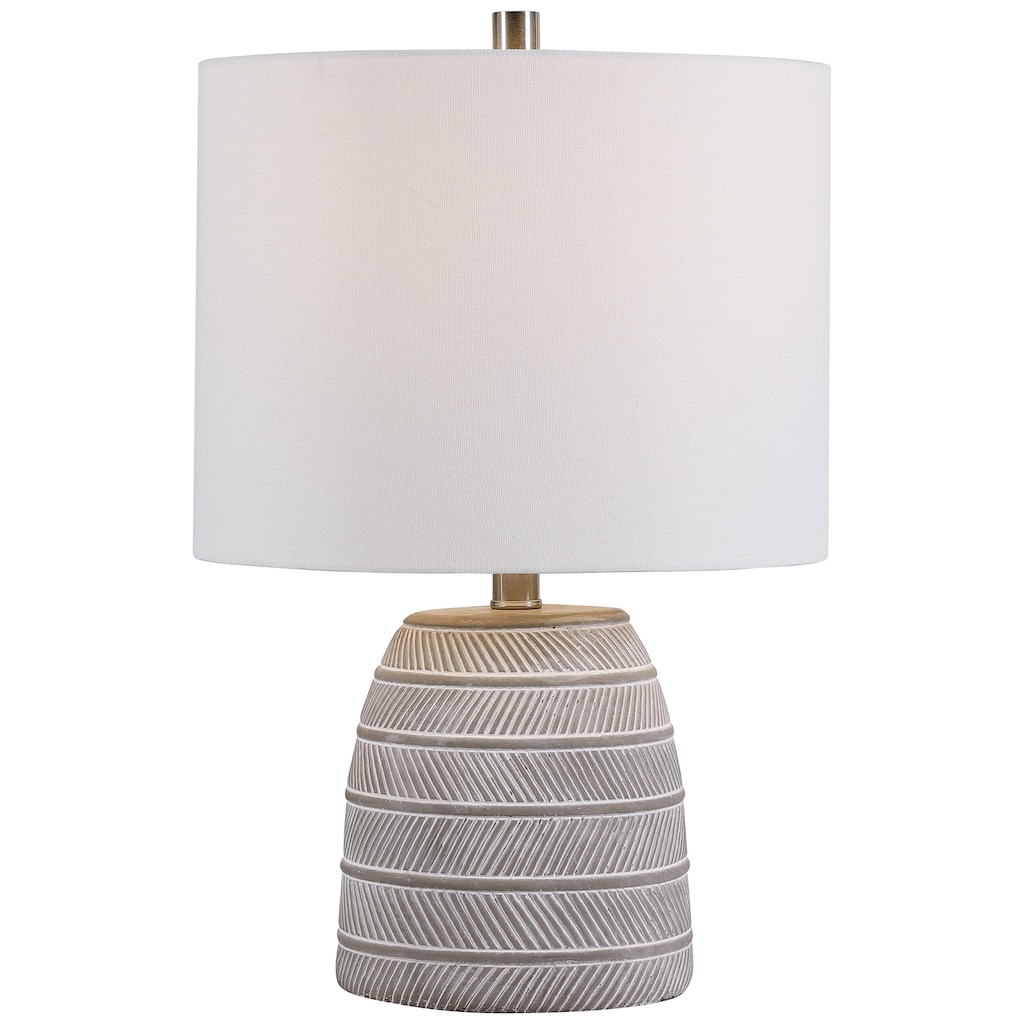 Grey and White Etched Concrete Table Lamp by Osvaldo Mendoza