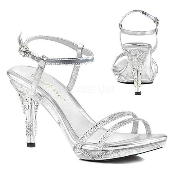 Fabulicious FLAIR-419 G Shoes Silver Multi Glitter Clear Open Toe High Heels