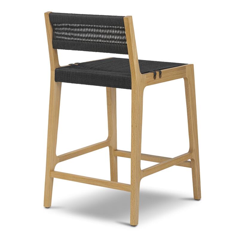 Poly & Bark Pai 24" Seat Height Counter Stool - Solid Wood Frame with Handwoven Seat