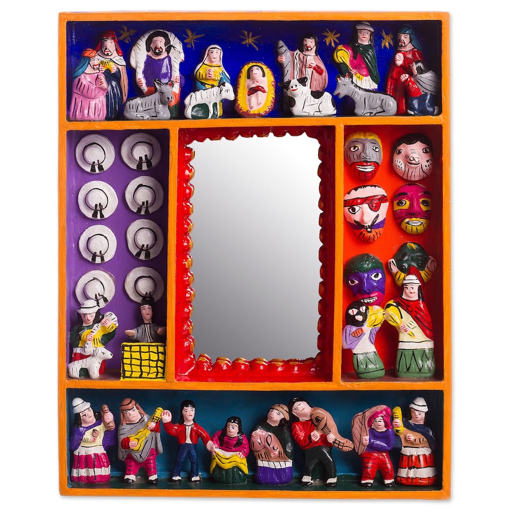 Novica Handmade Ayacucho Birth Wood Wall Mirror