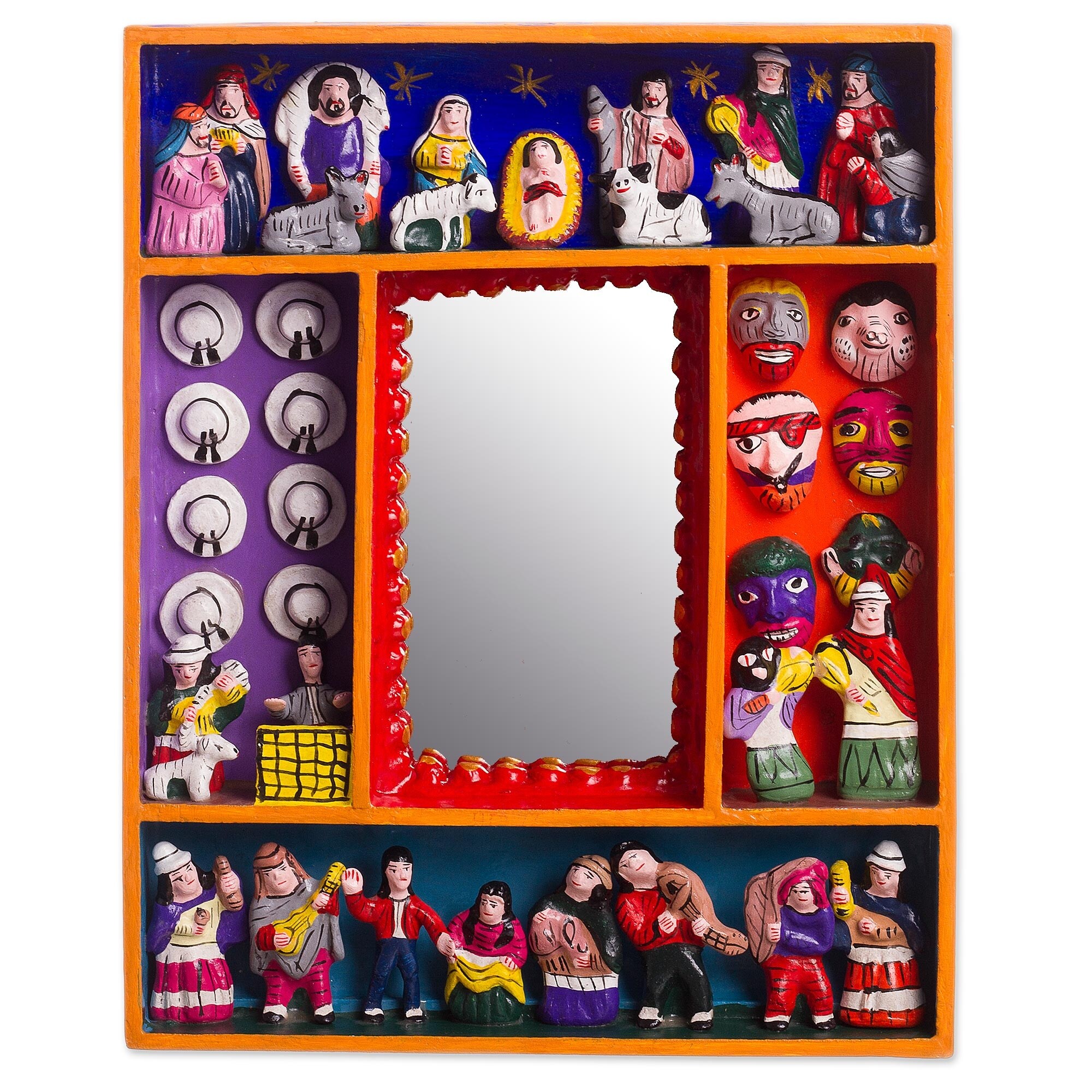 Novica Handmade Ayacucho Birth Wood Wall Mirror