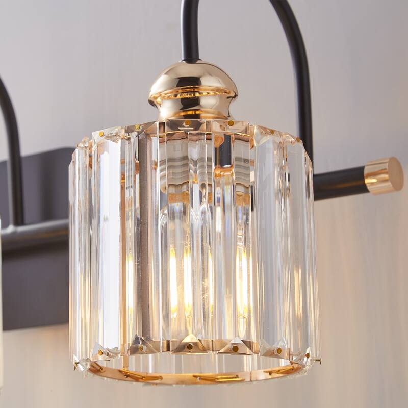 ExBrite Modern Rose Gold Dimmable Bathroom Crystal Vanity Lights