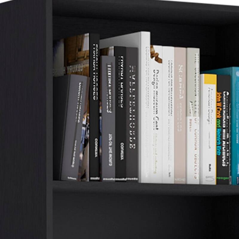 71inch Black Four Tier Bookcase with Two Doors