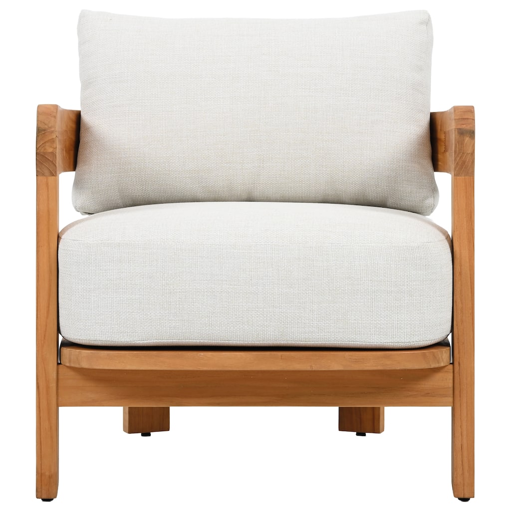 SAFAVIEH Couture Achilles Teak Patio Chair - 30"W x 30"D x 26"H