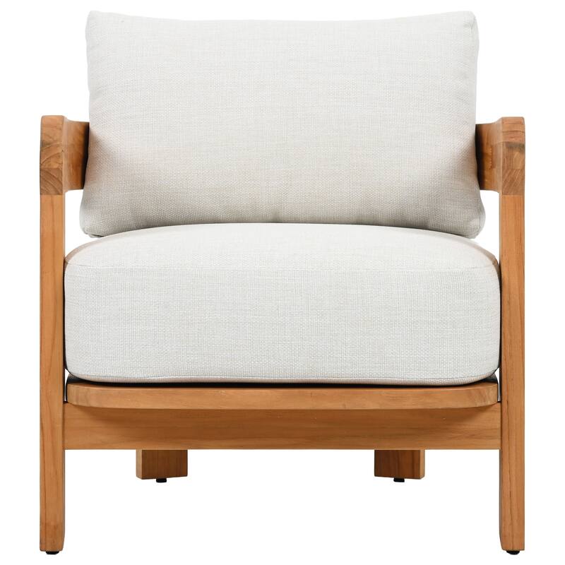 SAFAVIEH Couture Achilles Teak Patio Chair - 30"W x 30"D x 26"H