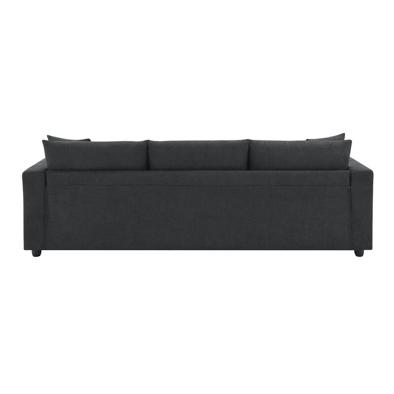 4-Seat Polyester L-Shaped Sectional Sofa with Convertible Ottoman