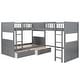 preview thumbnail 7 of 7, Gray Triple Bunk Bed with Loft and Integrated Drawers, Maximizing Sleeping Capacity