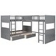 preview thumbnail 5 of 7, Twin Size L-Shaped Triple Bunk Bed with a Loft Bed Attached, Twin Over Twin Wood Triple Bed Bunk Beds with 2 Ladders & 2 Drawers