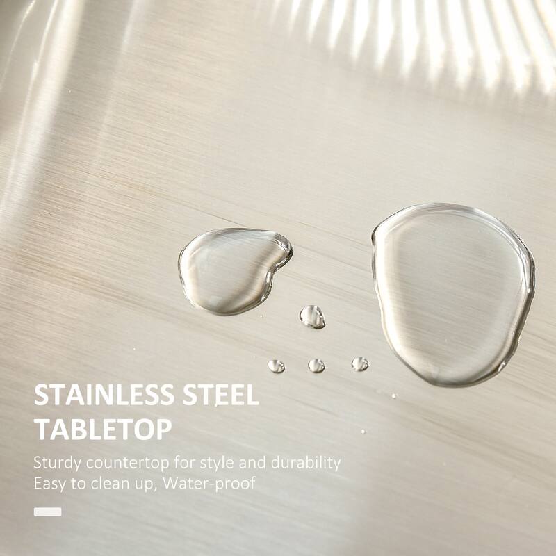 Rolling Kitchen Cart with Stainless Steel Countertop