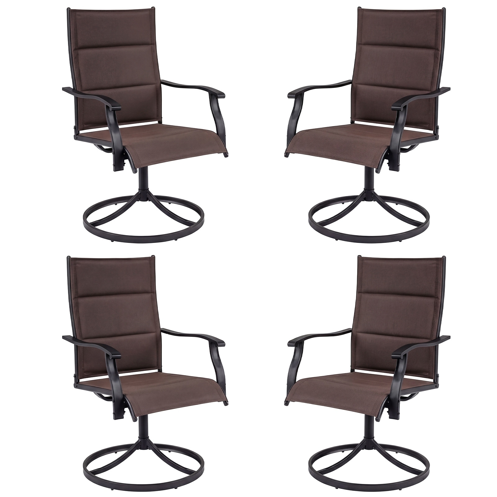 Gymax Padded Patio Swivel Chairs Set of 4 Ergonomic Outdoor Dining