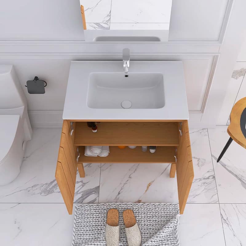 30" Freestanding Bathroom Vanity with White Ceramic Sink - 29.92'' x 18.31'' x 33.46''