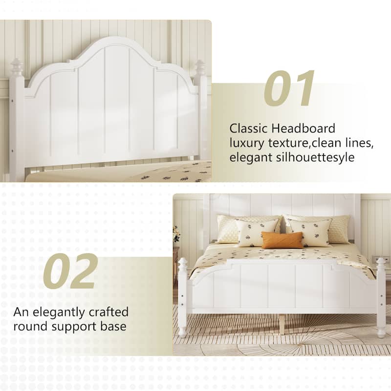 Wood Bed Frame with Sculpted Headboard by Harper&Bright Designs