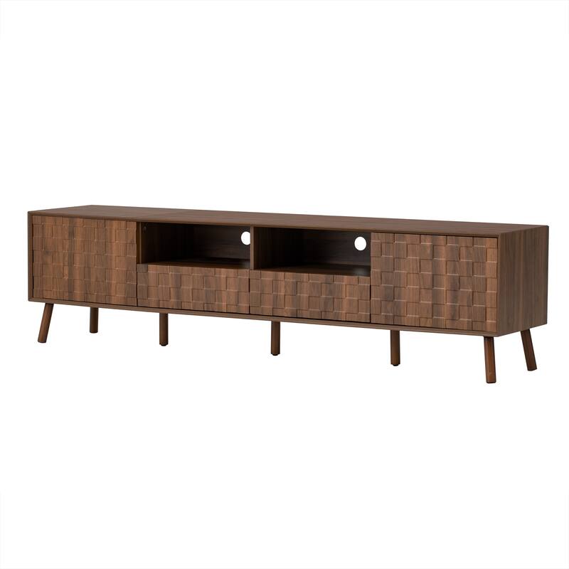 78inch Modern TV Stand for TVs up to 85 inches for Living Room, Entertainment Center with Solid Wood Legs