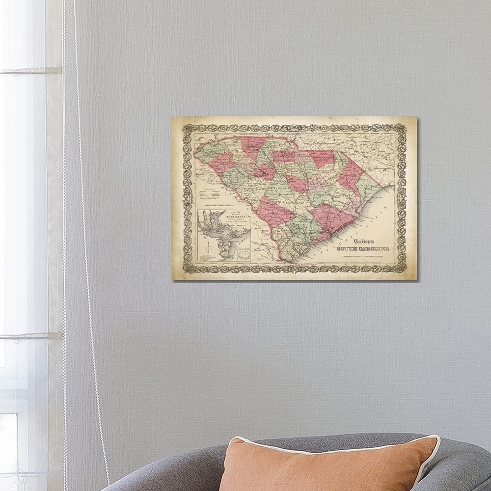 iCanvas "South Carolina Map, 1865" by PatentPrintStore Canvas Print