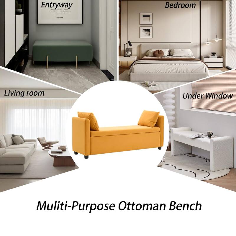Velvet Storage Bench for Bedroom,End of Bed Bench for King Size Bed, Modern Upholstered Long Ottoman Bench for Entryway