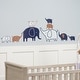 preview thumbnail 3 of 2, Lambs & Ivy Playful Elephant Blue/White/Caramel Nursery Wall Decals/Stickers