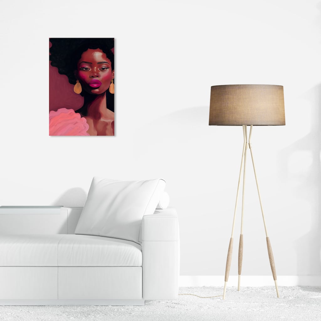 Wynwood Studio Fashion and Glam Cosmopolitan Lady II Pink and Maroon Tropical Wall Art Canvas Print