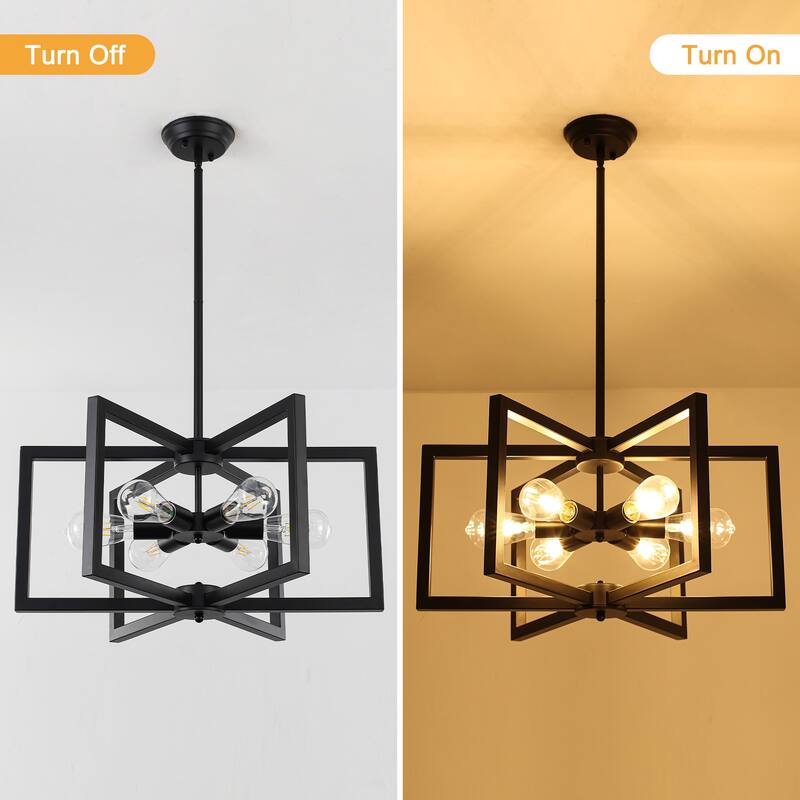 6 Light Simple Modern Chandelier Adjustable Height Light Bulb Not Included