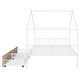preview thumbnail 49 of 50, Twin/Full Size Metal House Bed with Two Drawers on Wheels, Kids Platform Bed with Roof Frame