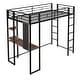 preview thumbnail 5 of 18, Black Twin Metal Loft Bed with Ladder, Fence & Desk