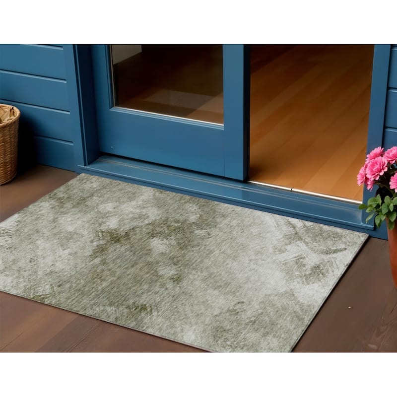 HomeRoots Abstract Transitional Rectangle Outdoor Rug - 3' x 5'