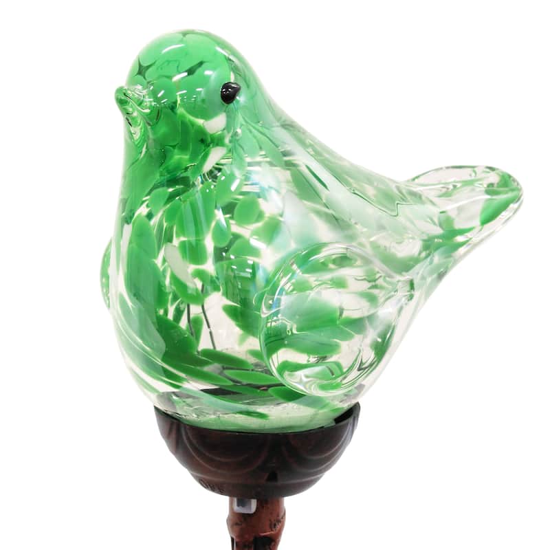 Exhart Solar Pearlized Hand Blown Glass Bird Garden Stake, 6 by 31 Inches