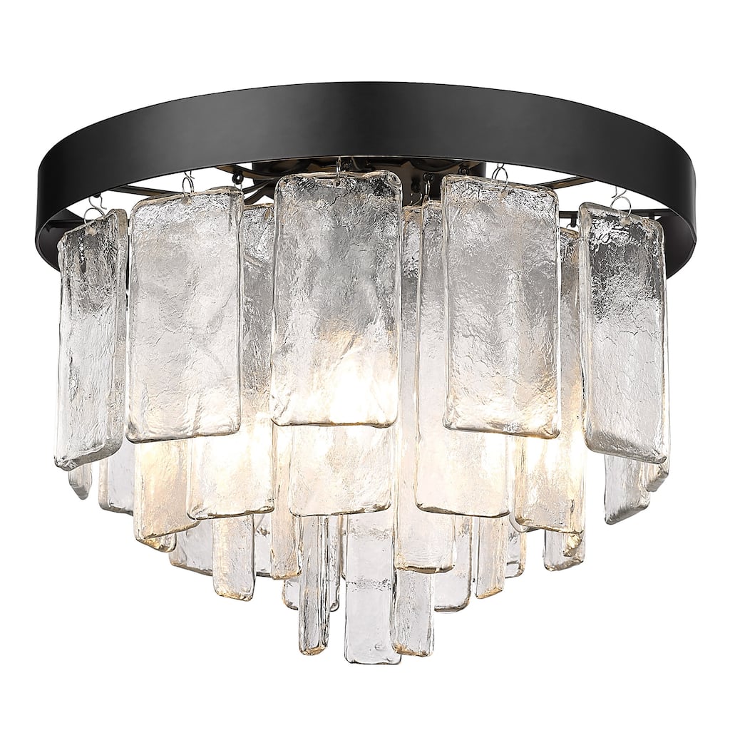 Golden Lighting Ciara 3-light Flush Mount in Peruvian Silver