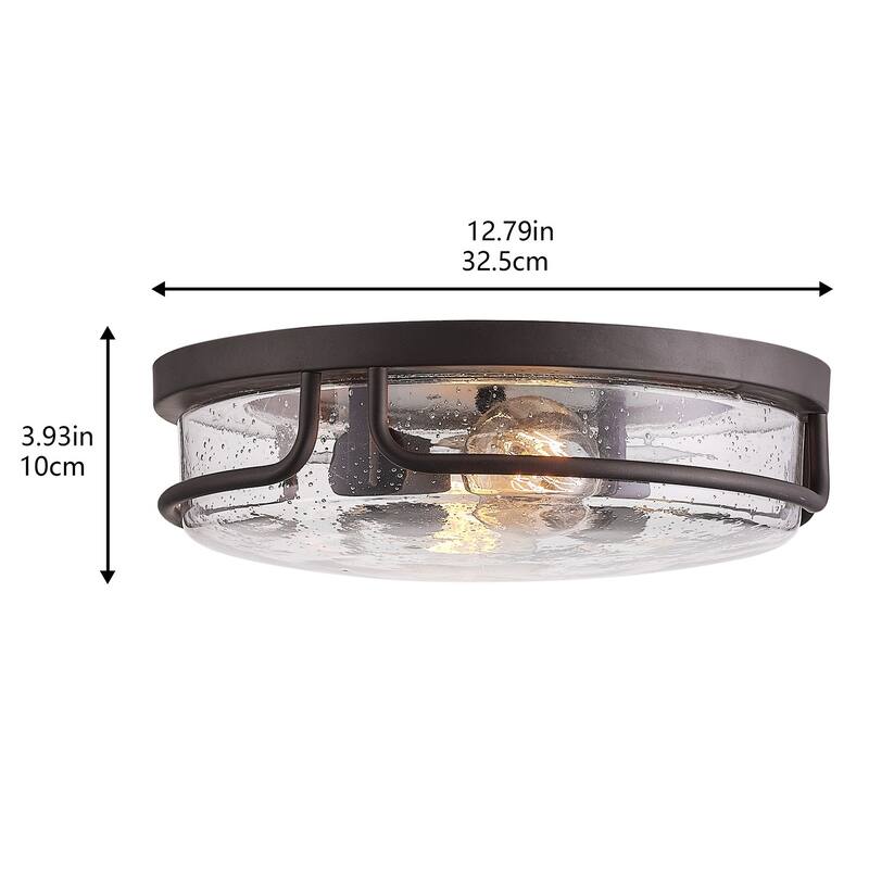 Vintage Rustic 2-Light Clear Glass Design Flush Mount Ceiling Lamp