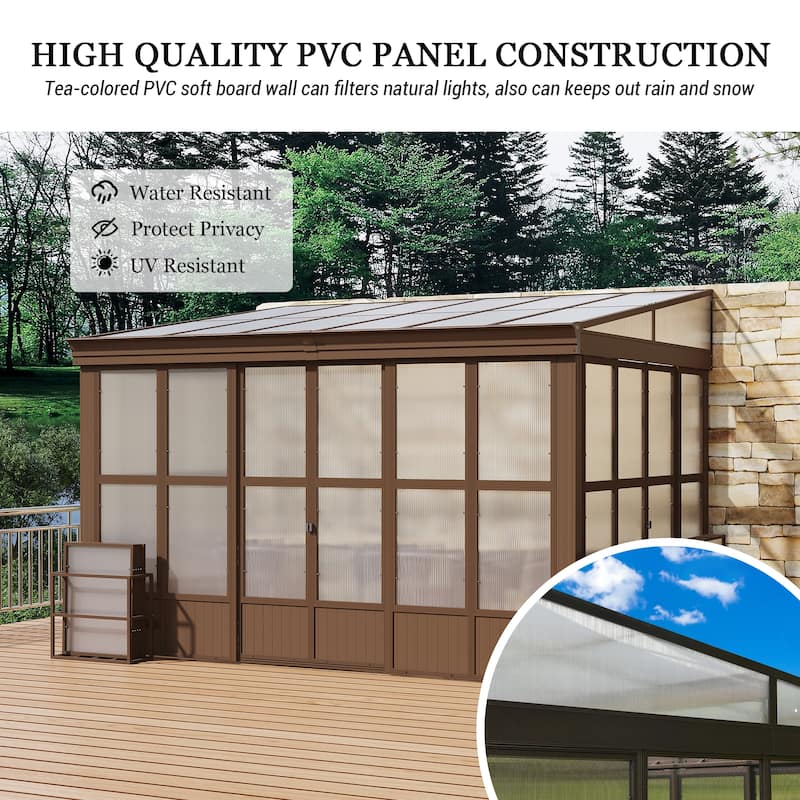 Lean-to Sunroom 10x12FT, Wall Mounted Solarium