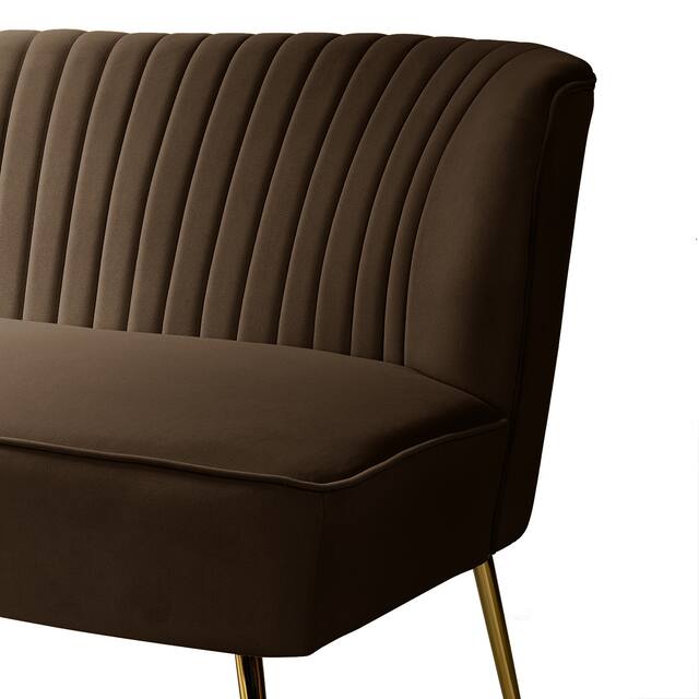 HULALA HOME Monica Modern Velvet Tufted Loveseat with Metal Legs